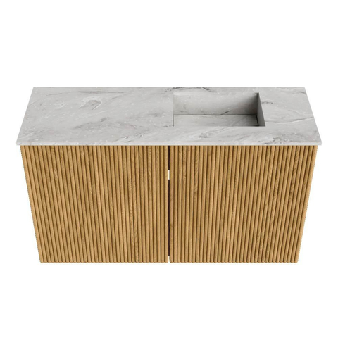 Mondiaz JOYA-DLUX 70cm meuble de toilette - couleur Oak - Vasque FAYE position Droite 1 trou de robinet couleur Glace. SW1421969