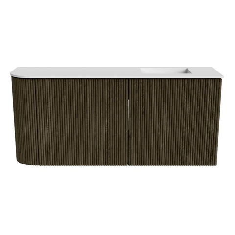 Mondiaz JOYA 91.6cm toiletmeubel - ronding links kleur Shadow - Wastafel FAYE positie Rechts 1 kraangat kleur Talc. SW1421544