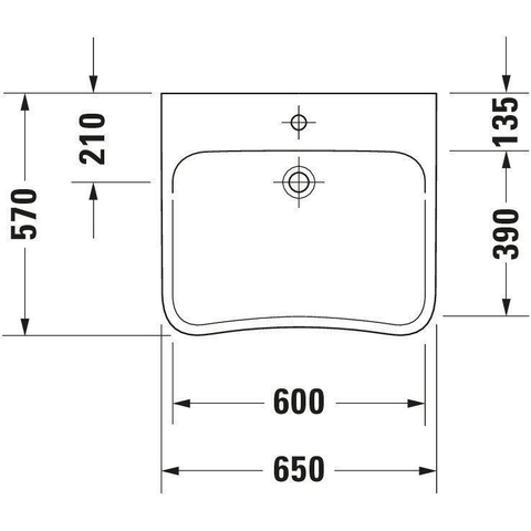 Duravit Durastyle Wastafel - 65x57cm - met 1 kraangat - zonder overloop - wit SW54103