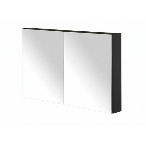 HR badmeubelen Spiegelkast - 100x12x65cm - 2 deuren - dubbelzijdig gespiegeld - zwart mat SW236407