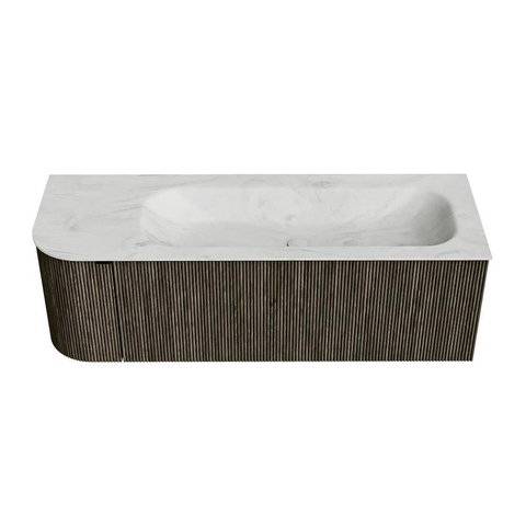 Mondiaz KURVE-DLUX Ensemble de meuble de salle de bains - 135x46x40cm - 1 tiroir - 1 porte - lavabo solid surface - droit - 1 trou de robinet - Shadow SW1414060