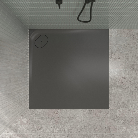 Villeroy & Boch Ecora douchebak - 100x100x3.5cm - hoekafvoer - anthracite (antraciet) SW1559002