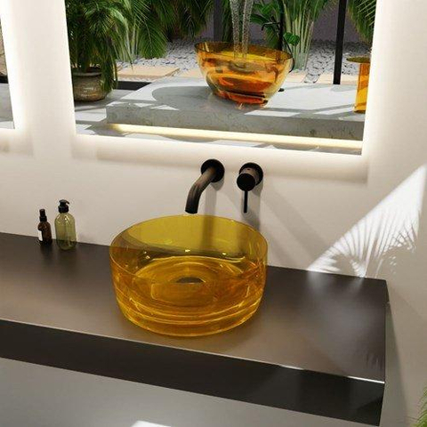 Mondiaz Jewel Waskom - 40x15x40 - antibacterieel - transparant - gold SW1139690