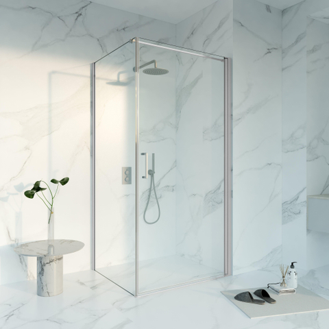 Fortifura Galeria Cabine de douche - 80x80x200 - Profilé - verre de sécurité - anticalcaire - Acier inoxydable brossé PVD (Inox) SW1224422
