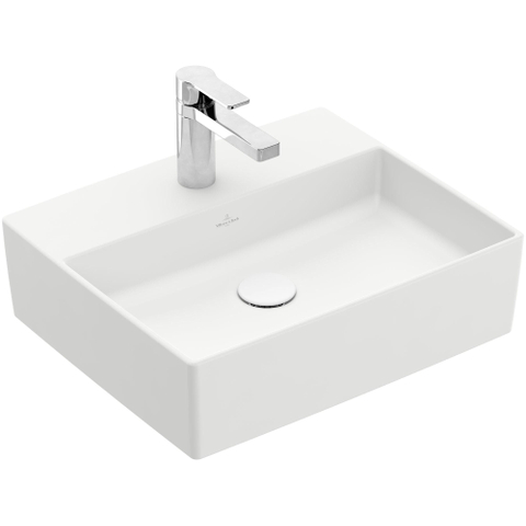 Villeroy & Boch memento 2.0 opzetwastafel - 50x42cm - met 1 kraangat - zonder overloop CeramicPlus - Stone White (mat wit) SW209586
