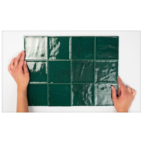 Terravito Bemare wandtegel - 10x10cm - 8mm - vierkant - glans olive (groen) SW405193