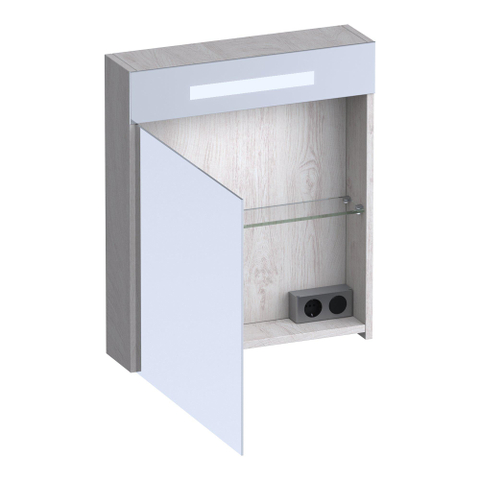 BRAUER Promise Deluxe armoire de toilette - 60x70x15cm - avec éclairage 1 porte miroir double face à ouverture vers la gauche Forest Seashell SW1203671