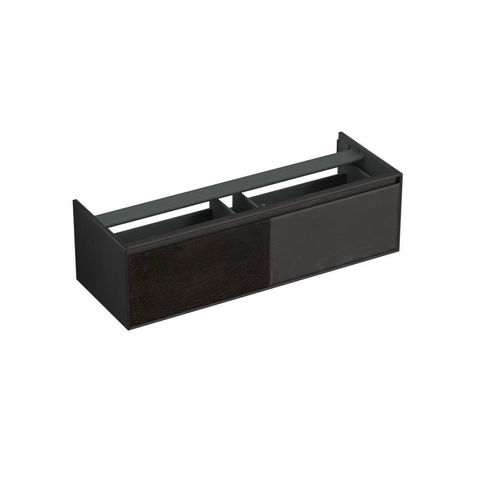 Forzalaqua Reno 2.0 Meuble sous-lavabo 140x51x40cm avec 2 tiroirs sans poignées à fermeture douce Chêne massif Black oiled SW492369