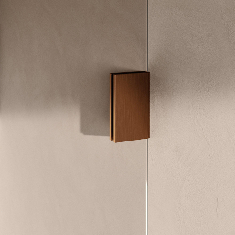 BRAUER Void Carving Cabine de douche - 80x100x200cm - porte battante - revêtement de verre - réversible - verre clair - cuivre brossé PVD SW1418101