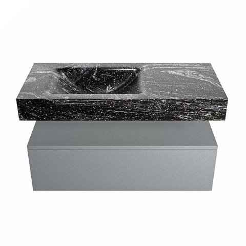 Mondiaz ALAN-DLUX Ensemble de meuble - 100cm - meuble Plata mat - 1 tiroir - Lavabo Cloud Lava suspendu - vasque Gauche - 1 trou de robinet SW808420