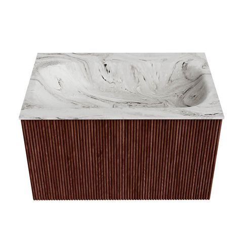 Mondiaz KURVE-DLUX Ensemble de meuble de salle de bains - 70x46x40cm - 1 tiroir - vasque solid surface - central - sans trou de robinet - Ruby SW1415794