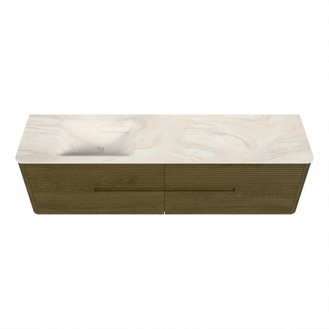 Mondiaz CIRO-DLUX Ensemble de meubles de salle de bains - 180x45x50cm - Plan vasque solid surface Ostra - 1 vasque à gauche - 1 trou de robinetterie - 4 tiroirs - Dusk SW1533449