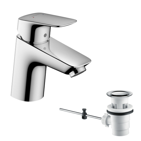 Hansgrohe Logis S wastafelkraan - 70 met waste - hoogglans chroom 0605637