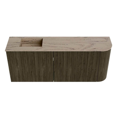 Mondiaz JOYA-DLUX Meuble de salle de bains 101,6cm - arrondi droit couleur Shadow - Vasque FAYE position Gauche 1 trou de robinet couleur Arena. SW1424833