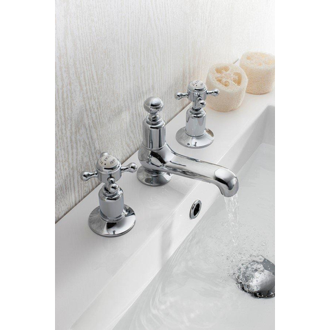 Crosswater Belgravia Wastafelkraan - 3 gats - warm/koud - kruisgreep hoogglans - chroom SW24292