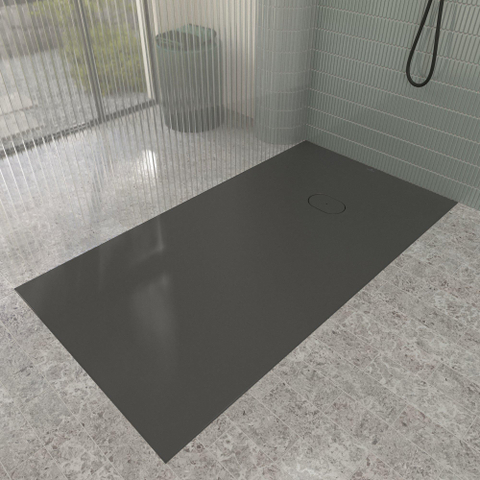 Villeroy & Boch Ecora douchebak - 170x90x4.5cm - afvoer korte zijde - anthracite (antraciet) SW1558998