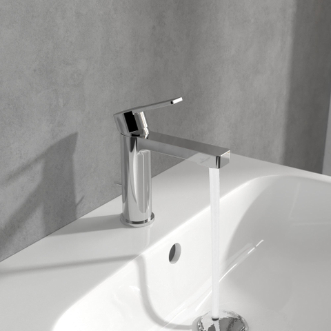 Villeroy & Boch Architectura 1 greeps wastafelkraan - met waste - hoogglans chroom SW974126