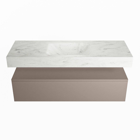 MONDIAZ ALAN - DLUX Badkamermeubelset - 130cm - onderkast - Smoke - 1 lade - vrijhangende wastafel - wasbak midden - 1 kraangat - Opalo SW806542
