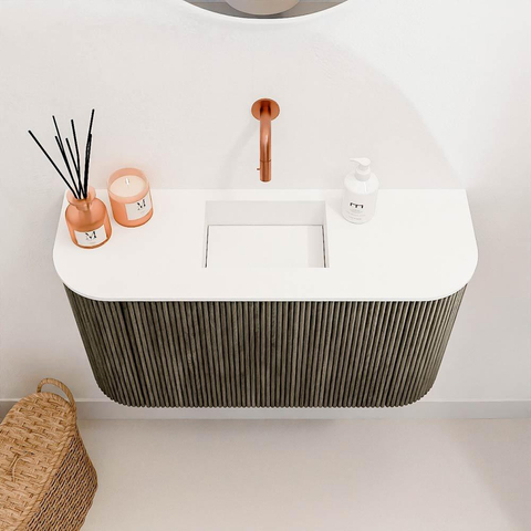 Mondiaz JOYA 73.2cm toiletmeubel - ronding links en rechts kleur Shadow - Wastafel FAYE positie Midden Zonder kraangat kleur Talc. SW1421567