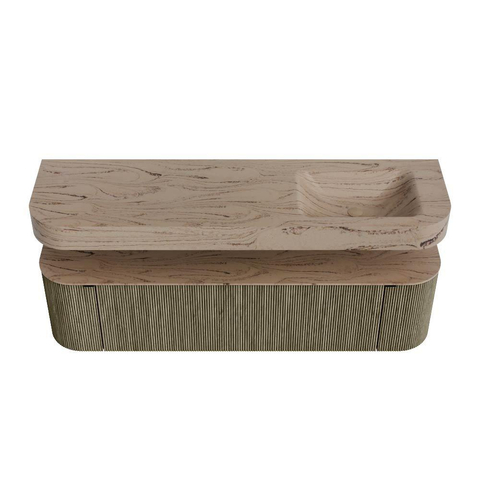 MONDIAZ THOR-DLUX Meuble de salle de bains 170cm arrondi gauche + droite couleur Shadow avec 1 tiroir et 2 portes. Vasque suspendue CLOUD Droite sans trou de robinet couleur Arena. SW1465825