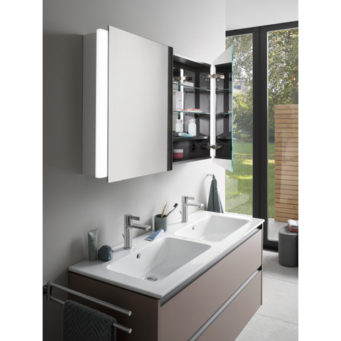 Duravit Ketho.2 Wastafelonderbouwkast - met 2 laden - voor dubbele wastafel - 128x48x55cm - met grepen antraciet - basalt mat SW772217