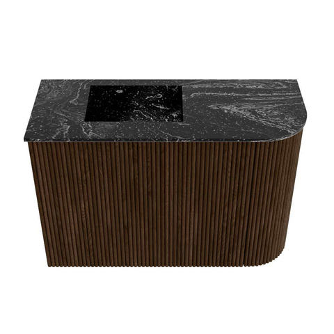 Mondiaz JOYA-DLUX 61.6cm toiletmeubel - ronding rechts kleur Walnut - Wastafel FAYE positie Links Zonder kraangat kleur Lava. SW1422470