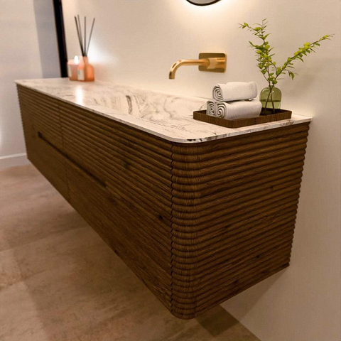 Mondiaz CIRO-DLUX Badkamermeubelset - 180x45x50cm - Solid surface wastafel Glace - 1 wasbak Rechts - zonder kraangaten - 4 lades - Dusk SW1532877