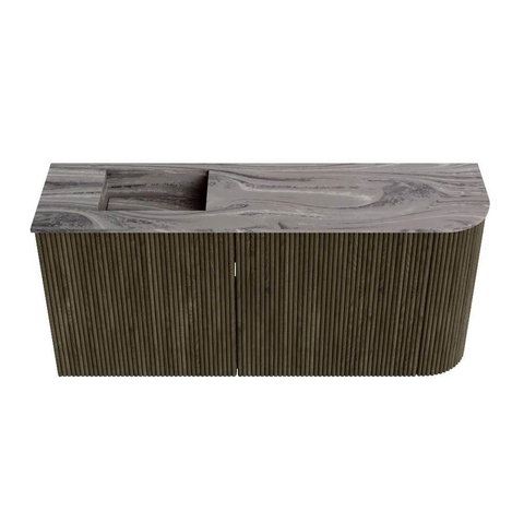Mondiaz JOYA-DLUX 91.6cm toiletmeubel - ronding rechts kleur Shadow - Wastafel FAYE positie Links 1 kraangat kleur Sombra. SW1425228
