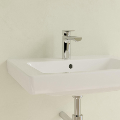 Villeroy & Boch Subway 2.0 wastafel onderzijde - geslepen - 60x47cm inclusief kraangat - met overloop - White Alpine (glans wit) 1024125