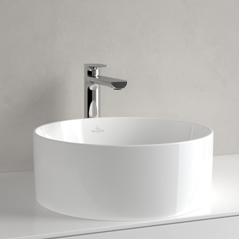 Villeroy & Boch Collaro opzetwastafel - 40x40cm - zonder kraangat - zonder overloop CeramicPlus - White Alpine (glans wit) SW358382