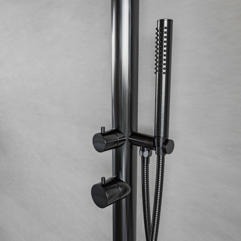 Fortifura Outdoor Deluxe Vrijstaande Buitendouche - RVS - 316 - handdouche - regendouche - PVD - geborsteld gunmetal (antraciet) SW996258