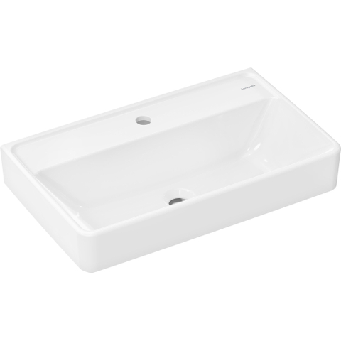 Hansgrohe Xanuia Q Wastafel/Fontein - 65x39cm - inbouw - 1 kraangat - zonder overloop - compact - glans wit SW1165078