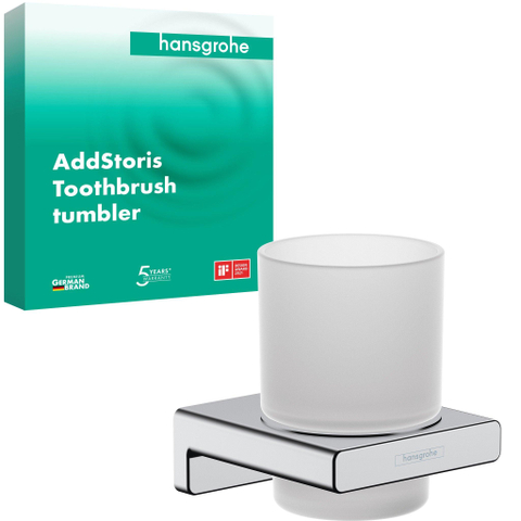 Hansgrohe AddStoris Q AddStorisdrikbeker mat - glas - met houder - hoogglans chroom SW651133