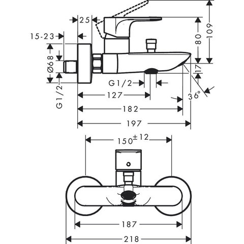 Hansgrohe Rebris e Eengreeps - opbouw badmengkraan - hoogglans chroom SW803066
