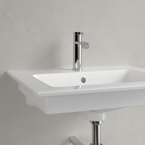 Villeroy & Boch venticello wastafel - 600x500mm - met overloop - geslepen onderkant - 3 kraangaten middelste open - White Alpine (glans wit) 1025156