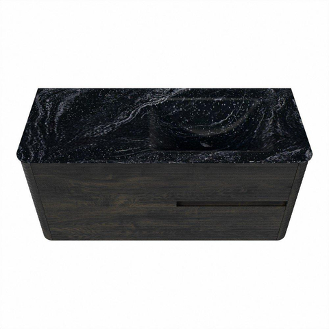 Mondiaz CIRO-DLUX Badkamermeubelset - 110x45x50cm - Solid surface wastafel Lava - 1 wasbak Rechts - zonder kraangaten - 2 lades - Shadow SW1532279