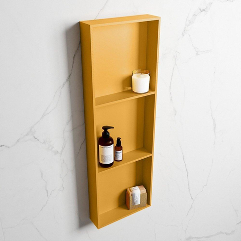 Mondiaz Easy nis 29.5x89.5x8cm voor Inbouw/opbouw 3 open vakken Solid surface Ocher/Ocher SW643867