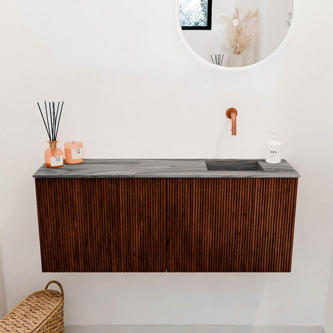 Mondiaz JOYA-DLUX 100cm toiletmeubel - kleur Ruby - Wastafel FAYE positie Rechts Zonder kraangat kleur Sombra. SW1425682