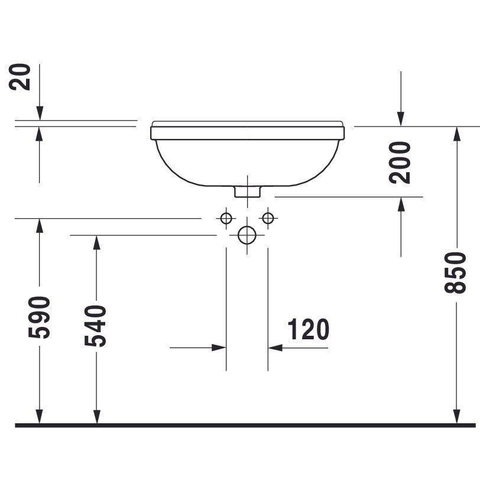 Duravit Starck 3 Philippe Starck - 3 halfinbouw wastafel - 55x46cm - wit 0316415