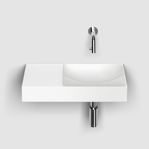 Clou Vale céramique lave-mains 45x19x7cm pré-percé trou de robinet à gauche Blanc mat SW451459