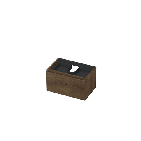 INK Fineer Meuble sous-lavabo - 70x45x40cm - 1 tiroir - tiroir intérieur - sans poignée - listel en bois - MDF placage Chocolate SW493516