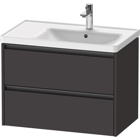 Duravit Ketho.2 Wastafelonderbouwkast - met 2 laden - voor waskom rechts - 78.4x45.5x54.9cm - met grepen antraciet - grafiet supermat SW772345