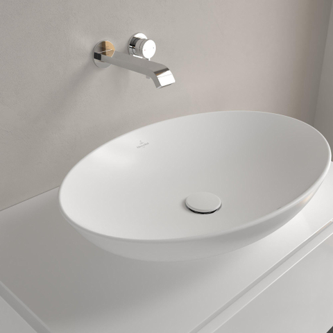 Villeroy & Boch Loop & Friends opzetwastafel - 62x42cm - zonder kraangat - met overloop CeramicPlus - Stone White (mat wit) SW644101