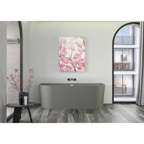 Plieger Kansas Baignoire semi-autoportante - 180x80x60cm - avec arrivée d'eau - avec garniture de vidage et de trop-plein - avec pieds - acrylique - gris ciment SW1027280