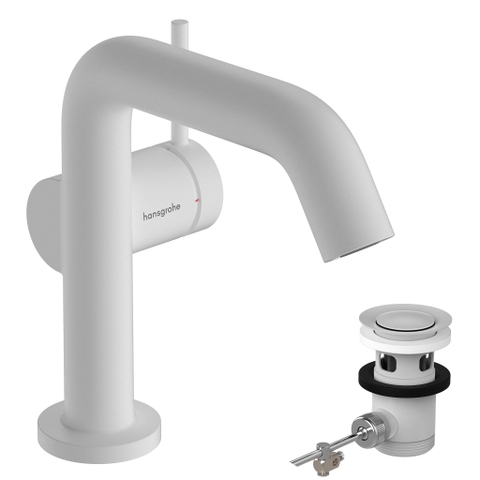 Hansgrohe Tecturis s 1 greeps wastafelkraan - 110 Fine - coolstart - met pop up-waste set - mat wit SW918355