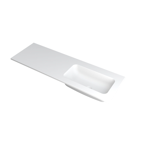 INK Faktor Lavabo droite sans trou pour robinet 1.5x140x45cm Polystone Blanc mat SW207296