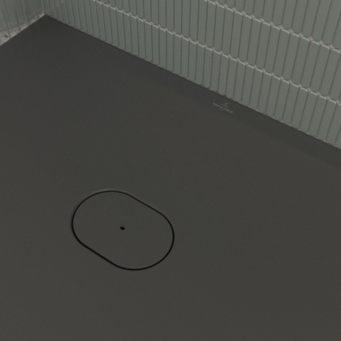 Villeroy & Boch Ecora douchebak - 160x100x4.5cm - afvoer korte zijde - anthracite (antraciet) SW1558906