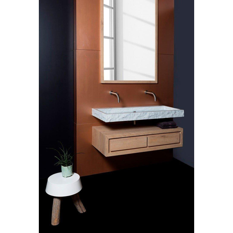 Forzalaqua Palermo wastafel - 60x40x9cm - zonder kraangat - gepolijst carrara (grijs) SW230731