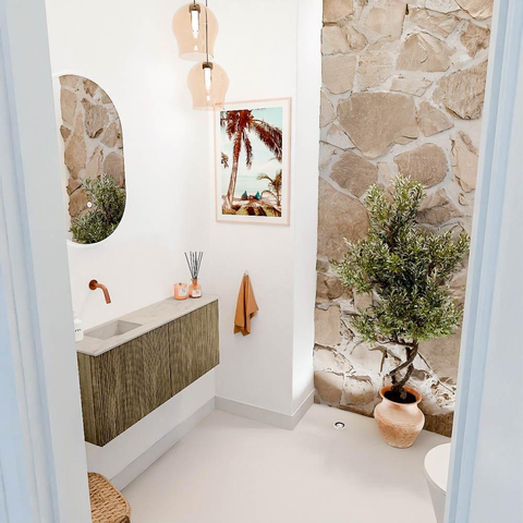 Mondiaz JOYA-DLUX 90cm toiletmeubel - kleur Dusk - Wastafel FAYE positie Links Zonder kraangat kleur Opalo. SW1423316