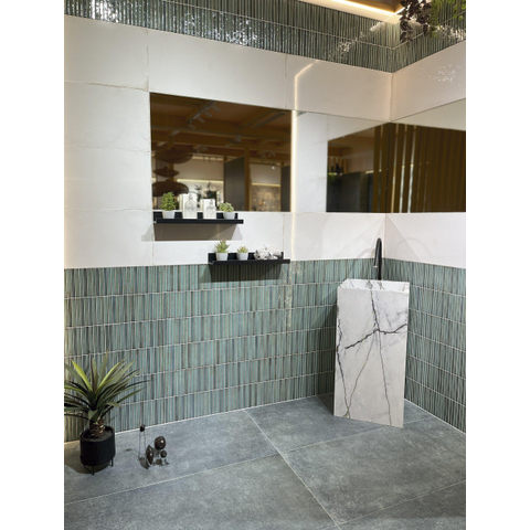 ÉCHANTILLON Terravito Gimare Carrelage mural en céramique - 35x35cm - 9.2mm - kitkat - Vert SW1408441